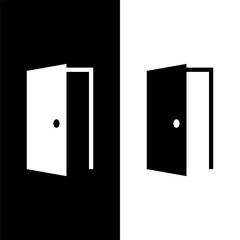 black and white door icon