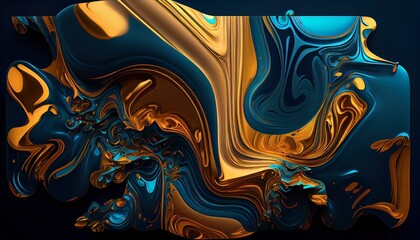 Luxurious Abstract Golden Blue Jade Wallpaper - Swirling Patterns, Vibrant Gradients & Elegant Design. Generative AI