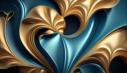 Luxurious Abstract Golden Blue Jade Wallpaper - Swirling Patterns, Vibrant Gradients & Elegant Design. Generative AI