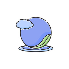 World Environment Day Icon Globe symbol with cloud and water