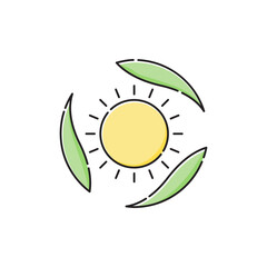 World Environment Day Icon Sun and leaf symbol