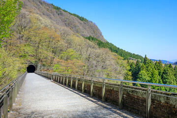 春の碓氷第三橋梁　めがね橋　群馬県安中市　Usui Third Bridge in Spring. Megane bridge. Gunma Pref, Annaka city.