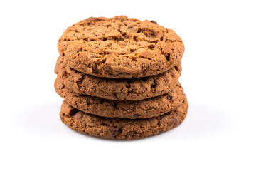 Chocolate chip cookies isolated on white