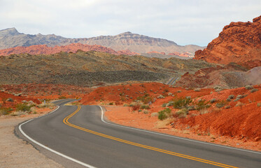 Fototapeta na wymiar Road in Valley of Fire State Park, Nevada