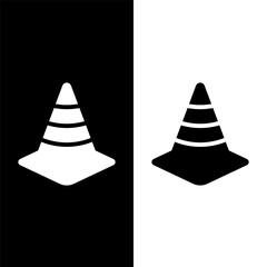 black and white traffic cone icon