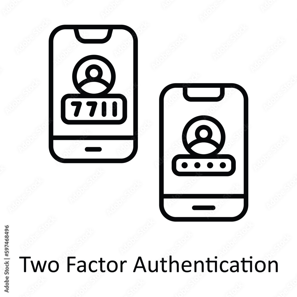 Poster two factor authentication vector outline icons. simple stock illustration stock