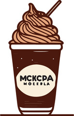 Сoffee with cream hand drawn vector illustration engraved style, sketch isolated on white.