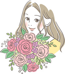 花束と女性
