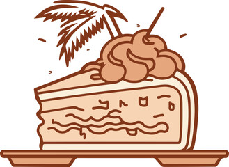 Cheesecake hand drawn vector illustration engraved style, sketch isolated on white.