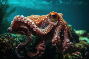 octopus in the sea, created with Generative AI technology