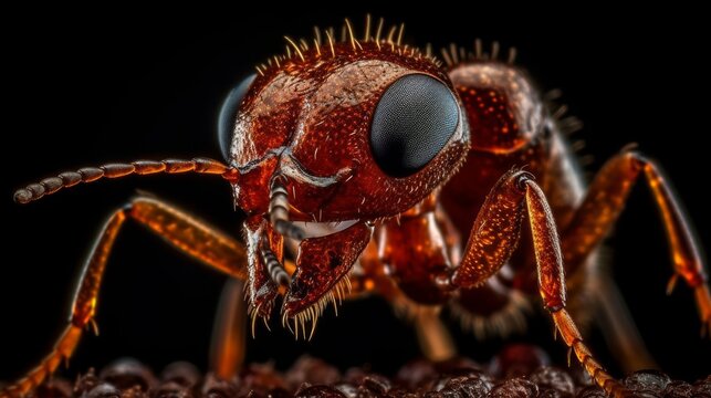Ants body close-up, macro. AI generated