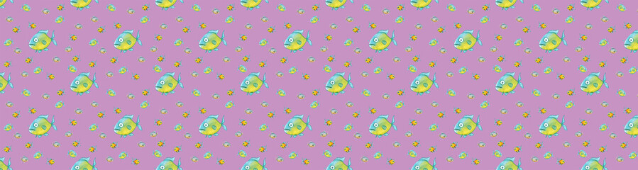 Fototapeta na wymiar pattern. Set with fish. Sea and river fish. Horizontal image. Banner for insertion into site.