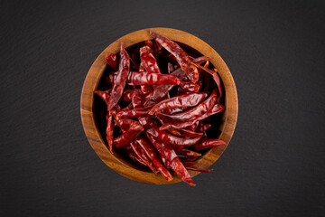 dried chili on stone background