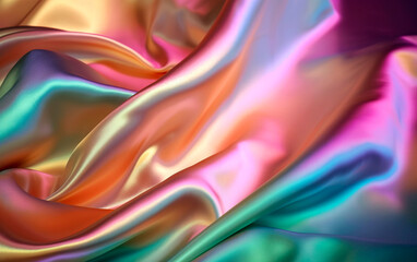 Obraz na płótnie Canvas Holographic iridescent textured wallpaper. Generative AI.