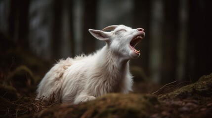 Funny Goat Expressions: A Screaming Yawn Caught in Close-Up, goat singing, generative ai