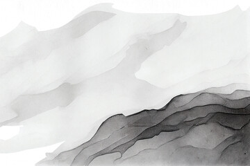 Obraz premium Japan ink landscape painting water and paper texture. Decorative illustration. Generative AI.