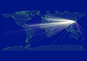 Vibrant, detailed map for Japan emphasizing export, technology, trade and innovation. Ideal for businesses, entrepreneurs. Enhance presentations and marketing materials.