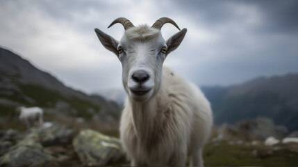 Goat portrait in natural habitat 