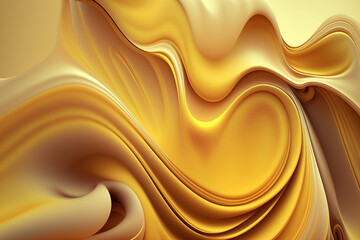 Fototapeta premium Yellow liquid wave and splash background. Abstract oil paint fluid backdrop for banner. Generative AI