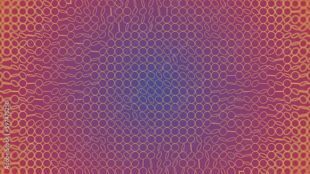 Poster Endless stream animated flat geometric shapes creates a fascinating pattern. Digital seamless loop animation background. 3d rendering. 4K, Ultra HD resolution