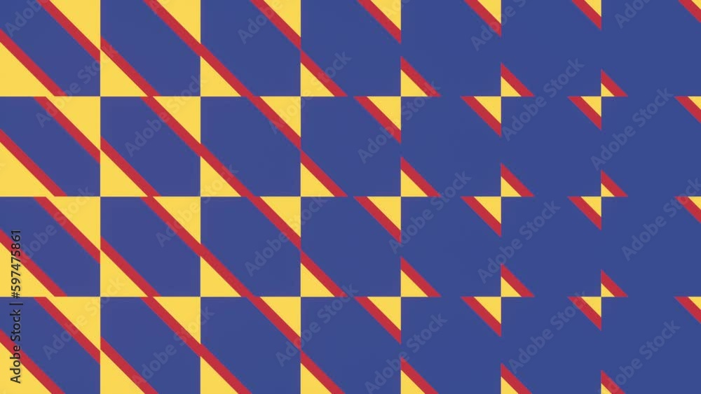 Poster Colorful pattern with transformation of basic geometric shapes. Abstract art background. Digital seamless loop animation. 3d rendering. 4K, Ultra HD resolution