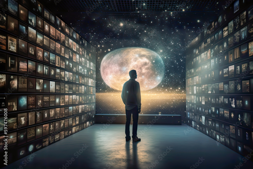 Wall mural uploading memories and dreams to computers is possible, background with photos uploading concept, ge