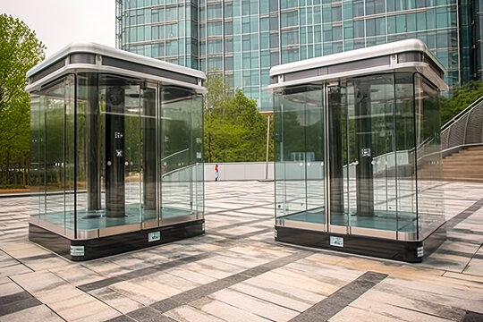 two teleporter machines, future concept, generative ai