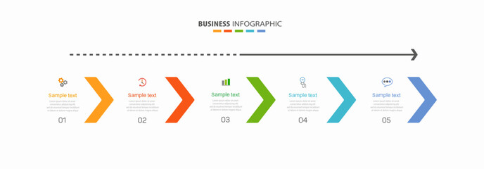 Vector infographic template with 5 options or steps. Can be used for workflow layout, diagram, annual report, web design