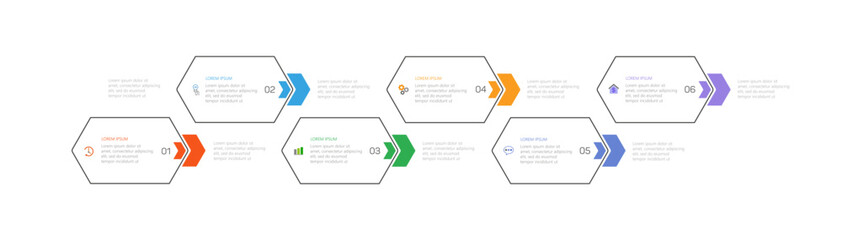 Vector infographic design template with icons and 6 options or steps. Can be used for process diagram, presentations, workflow layout, flow chart, info graph