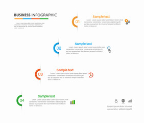 Infographic template with 4 options, workflow, process chart. Can be used for workflow layout, diagram, annual report, web design, steps or processes 