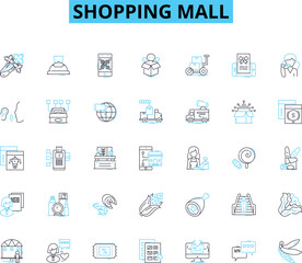 Shopping mall linear icons set. Retail, Mall, Shopping, Brands, Shops, Stores, Fashion line vector and concept signs. Trends,Deals,Sales outline illustrations