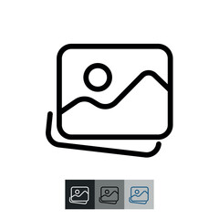 Set of pictures linear icon. Digital photo library. Multimedia management. GUI, UX design.