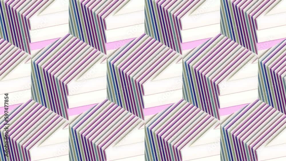 Aufkleber Cube pattern with striped texture of thin slices. 3d rendering loop animation 4K
