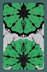 Tarot card back design. Omega symbol. Reverse side