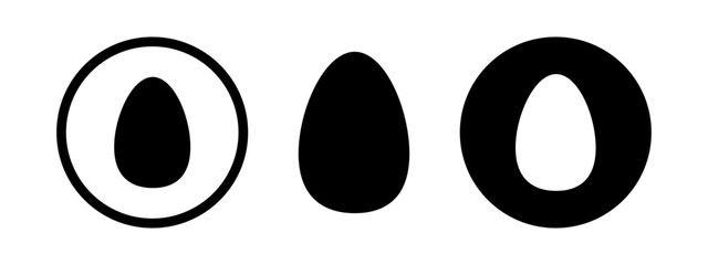 Set of black icon of eggs. Egg vector flat illustration.