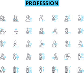 Profession linear icons set. Lawyer, Doctor, Engineer, Accountant, Teacher, Chef, Artist line vector and concept signs. Musician,Athlete,Writer outline illustrations