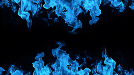 Blue Flames Fiery Beauty on a Black Background. created with Generative AI