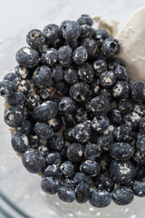 Lemon blueberry bundt cake with powdered sugar dusting