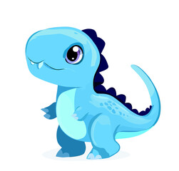 Happy little blue cute dinosaur t-rex vector art