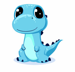 Happy little blue cute dinosaur t-rex vector art