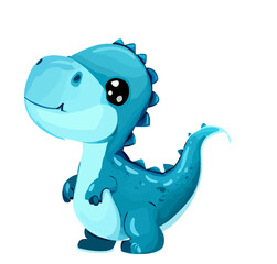 Happy little blue cute dinosaur t-rex vector art