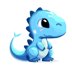 Happy little blue cute dinosaur t-rex vector art