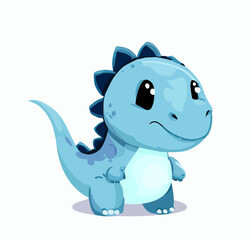 Happy little blue cute dinosaur t-rex vector art