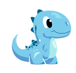 Happy little blue cute dinosaur t-rex vector art
