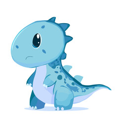 Happy little blue cute dinosaur t-rex vector art