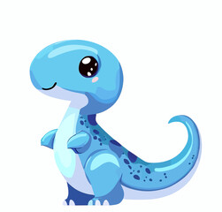 Happy little blue cute dinosaur t-rex vector art