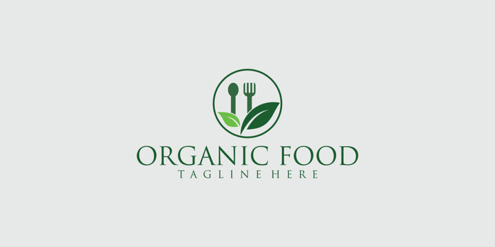 Abstract Organic food logo design with unique concept premium vector