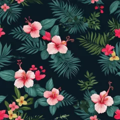 Tuinposter Seamless Colorful Tropical Floral Pattern. Seamless pattern of botanical abstract shapes in colorful style. Add color to your digital project with our pattern! © MDQDigital