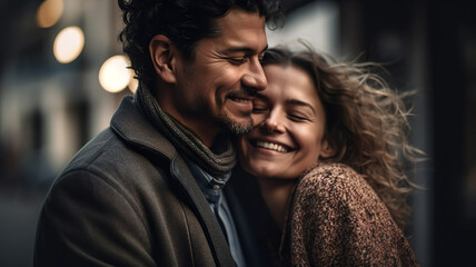 Fototapeta na wymiar Portrait of a happy couple, Generative AI