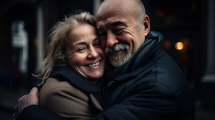 Fototapeta premium Portrait of a happy couple, Generative AI